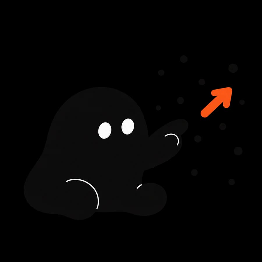 The mascot pointing at one arrow among many dots